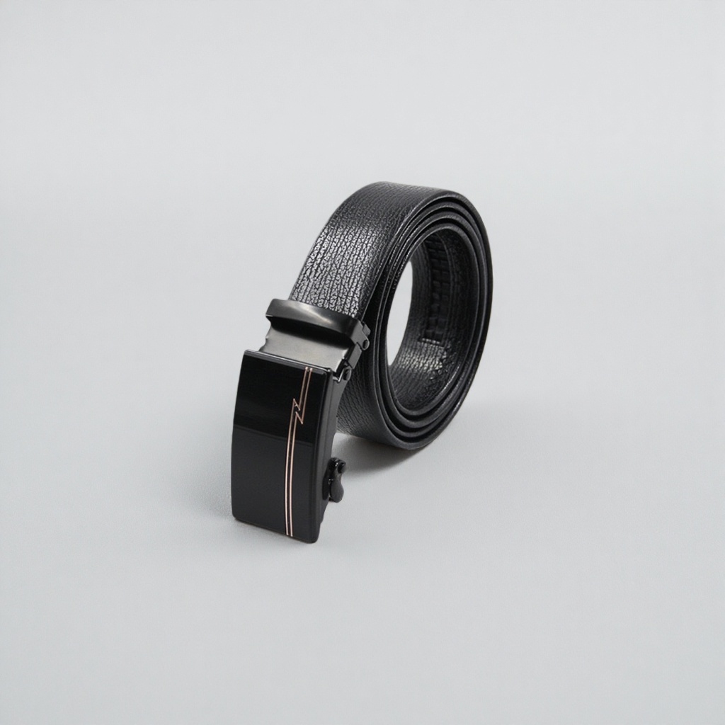 Black leather belt men's business casual belt, 3.5cm wide adjustable details Picture