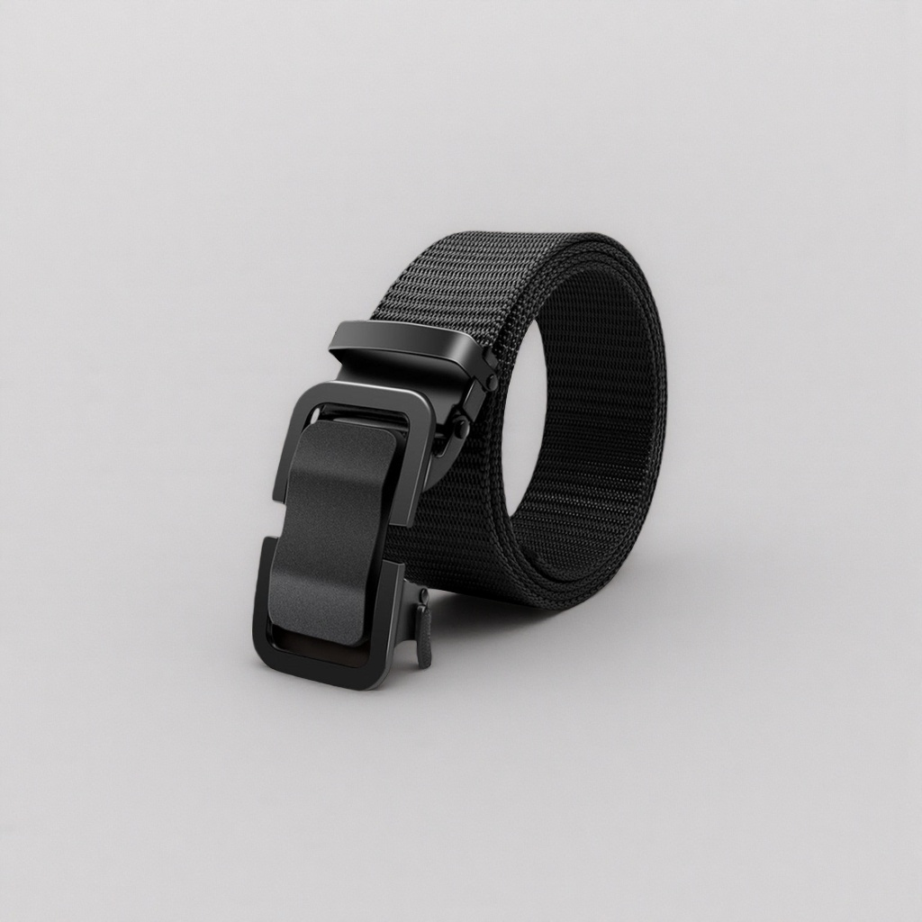 A black fabric belt with a black metal buckle is a versatile men's casual belt Application Scenario