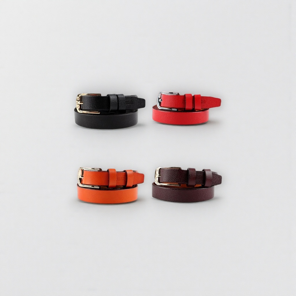 Leather men's self-locking belt, 3.5cm wide, available in black and brown