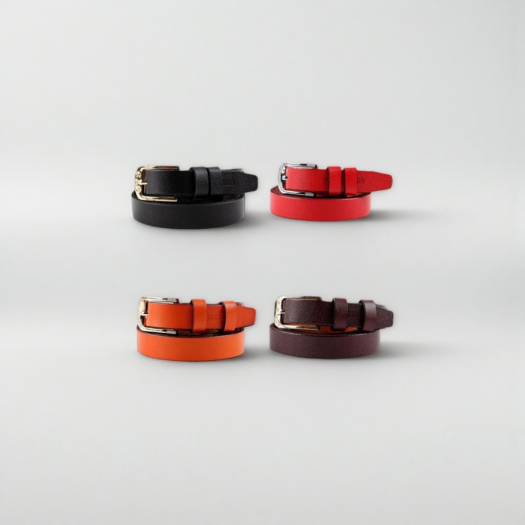 Leather men's self-locking belt, 3.5cm wide, available in black and brown details Picture