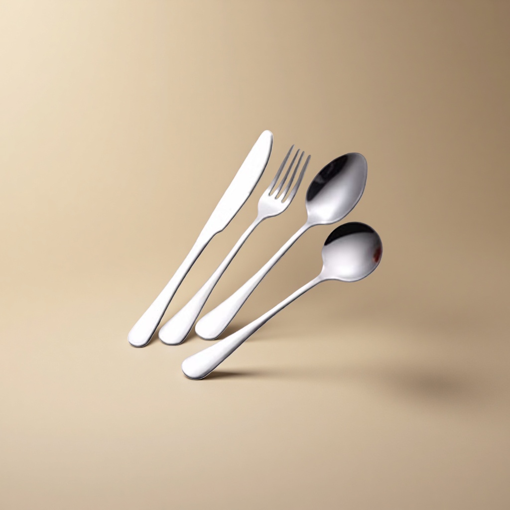 Stainless steel tableware set, three-piece knife, fork and spoon set, home, portable, travel, simple style Specification image