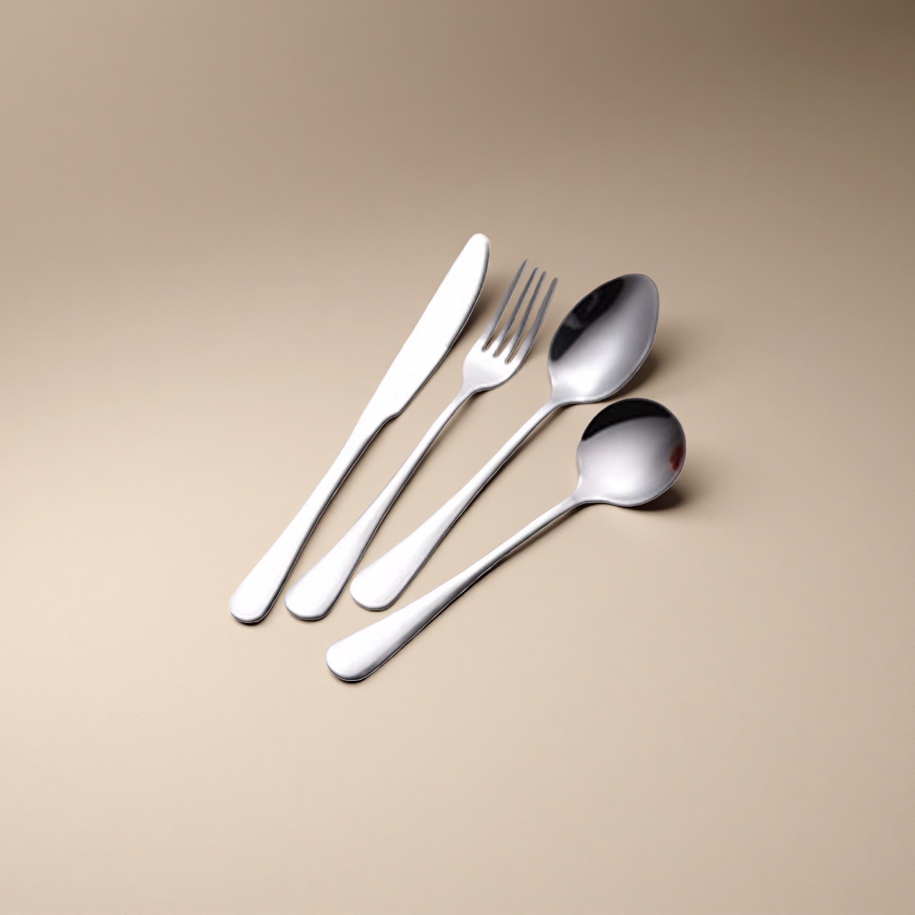 Stainless steel tableware set, three-piece knife, fork and spoon set, home, portable, travel, simple style details Picture