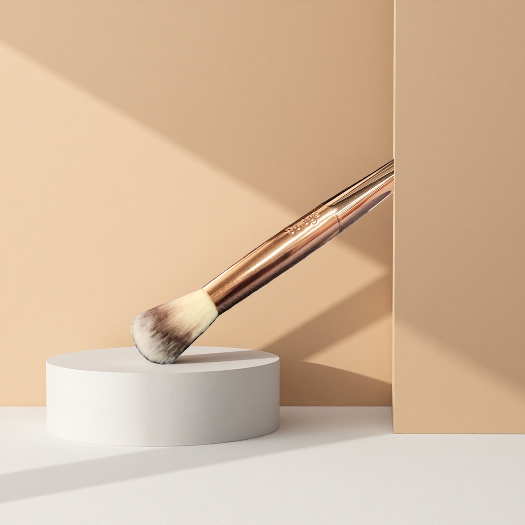 The golden handle nose shadow brush is a professional contouring and makeup brush that precisely blends without irritating the skin details Picture