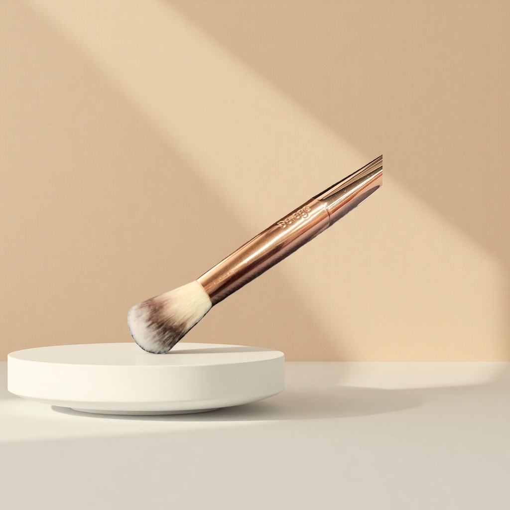 The golden handle nose shadow brush is a professional contouring and makeup brush that precisely blends without irritating the skin Specification image