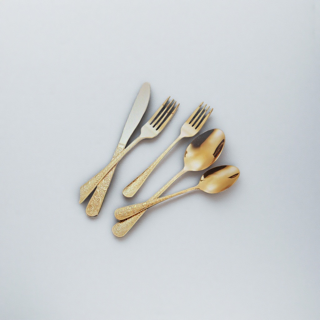 Oro vajilla set cuchillo tenedor cuchara 3pcs set acero inoxidable hogar vajilla occidental Application Scenario