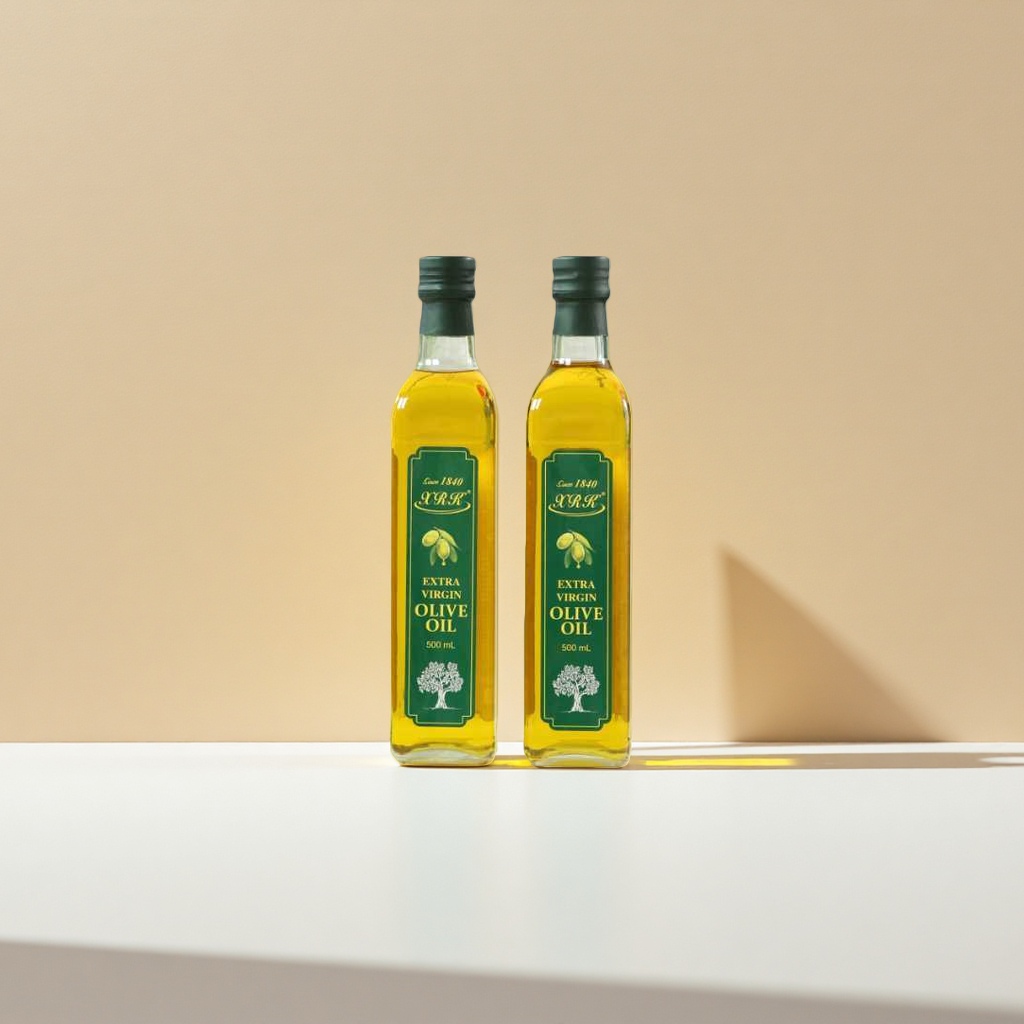 Two bottles of imported XRK extra virgin olive oil for Mediterranean-style cold dishes and cooking Application Scenario