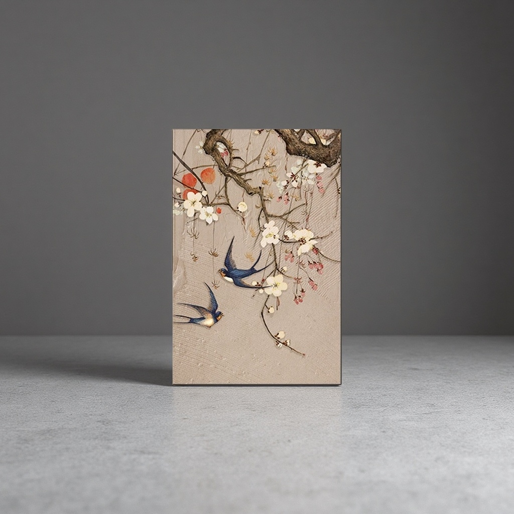 新中式入户玄关装饰画喜上眉梢喜鹊客厅墙壁画中古风走廊过道挂画