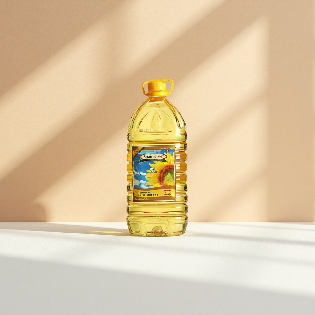 Bottled sunflower seed oil is a healthy and non-GMO edible oil for home kitchen cooking