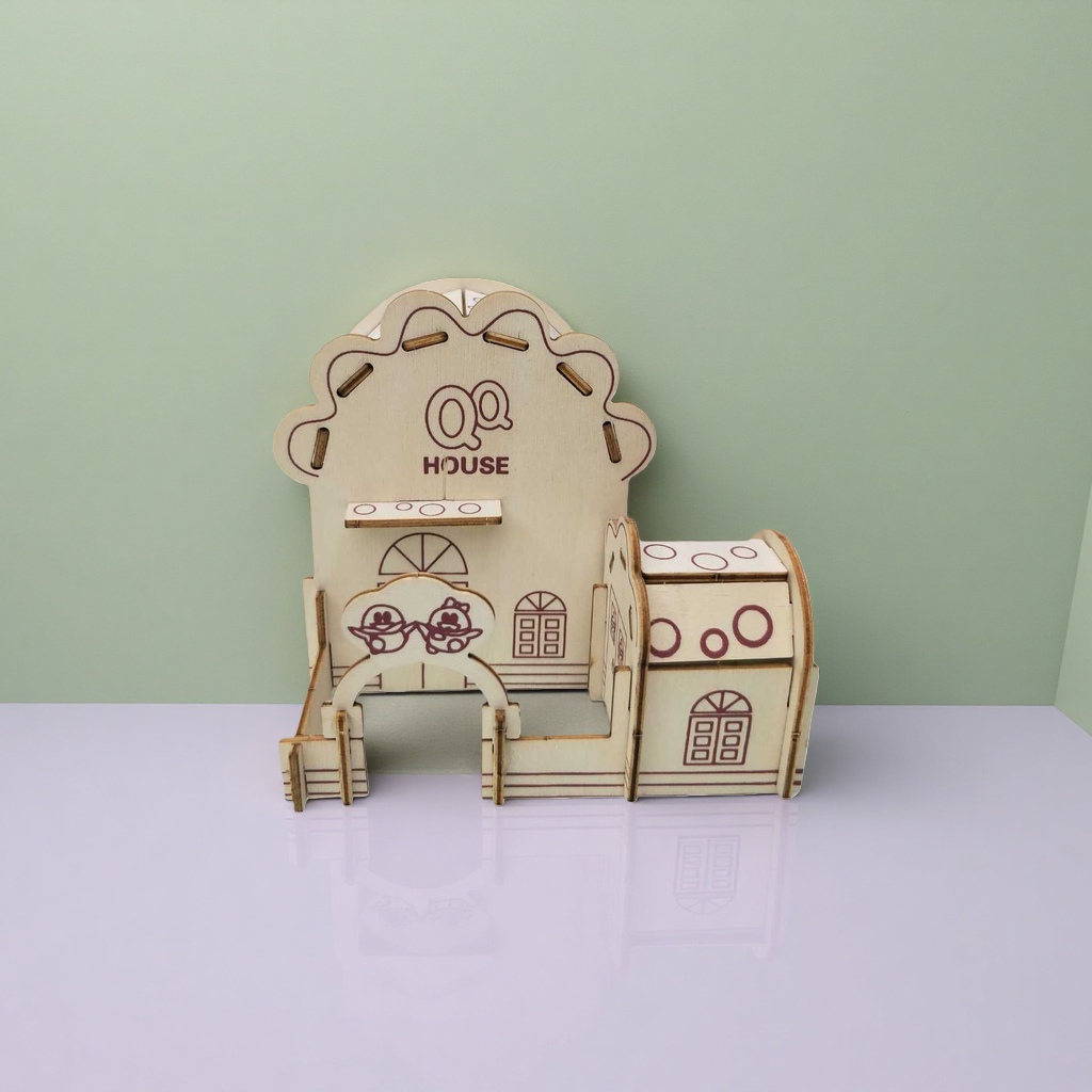 QQ HOUSE木质拼装房屋模型创意益智DIY玩具细节图