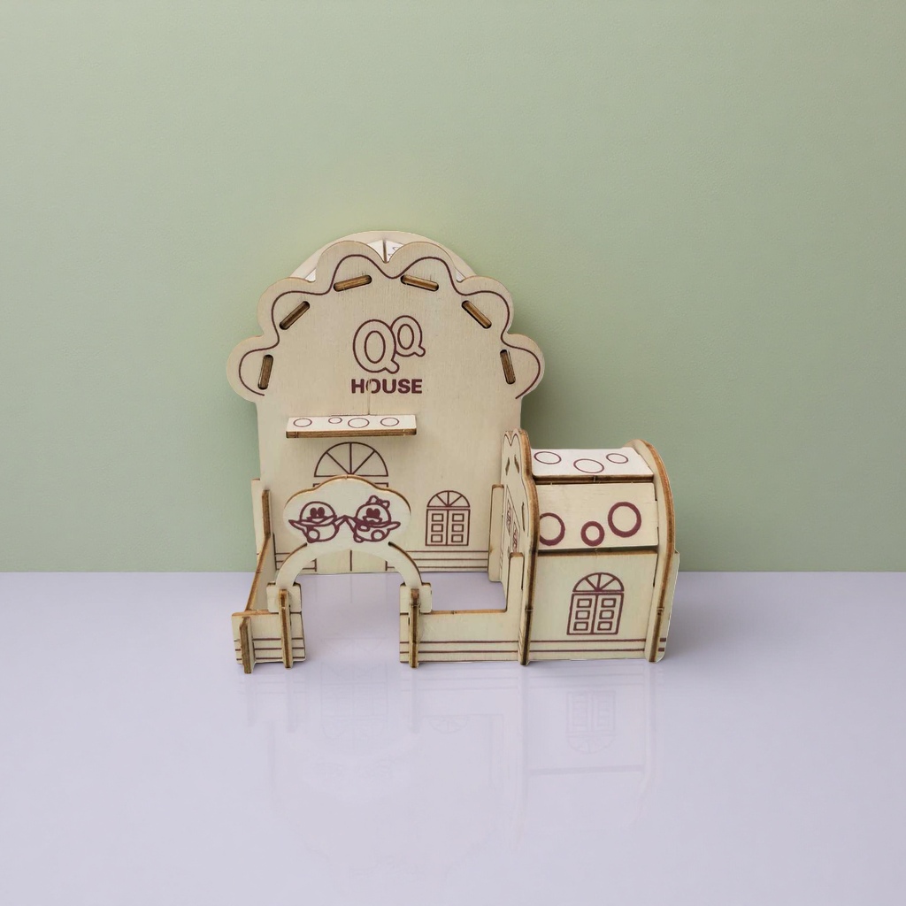 QQ HOUSE木质拼装房屋模型创意益智DIY玩具