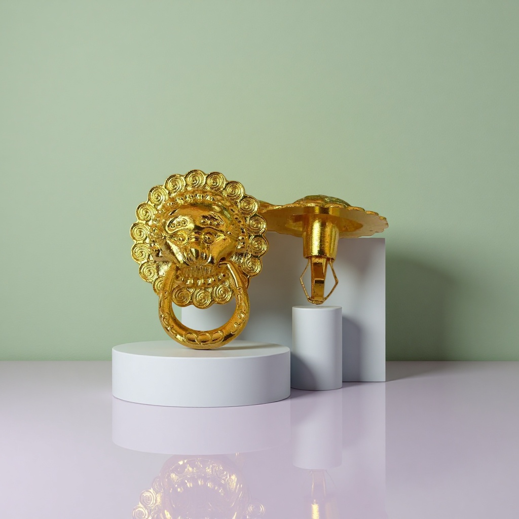 Anillo de puerta de cabeza de león de oro puerta vintage de cobre accesorios decorativos para el hogar patio decoración de puerta de estilo chino details Picture