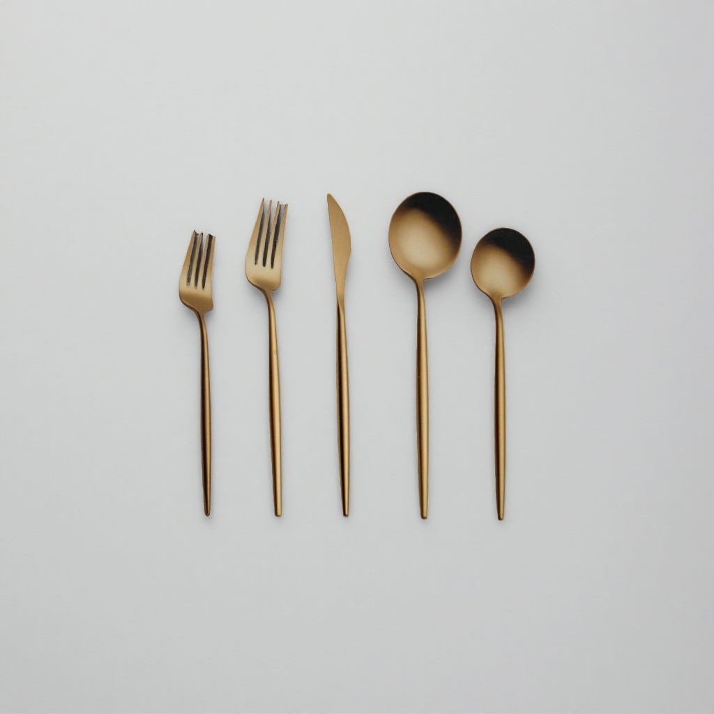 Golden tableware set, three-piece set of forks, knives and spoons, home simple style Application Scenario