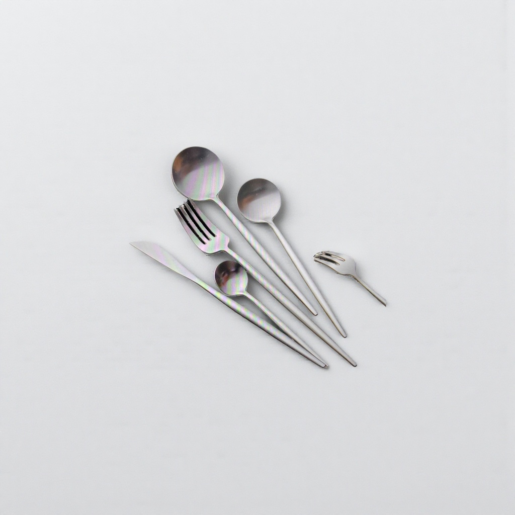 Rainbow-colored knife, fork and spoon set of stainless steel tableware, children's household painted tableware Specification image