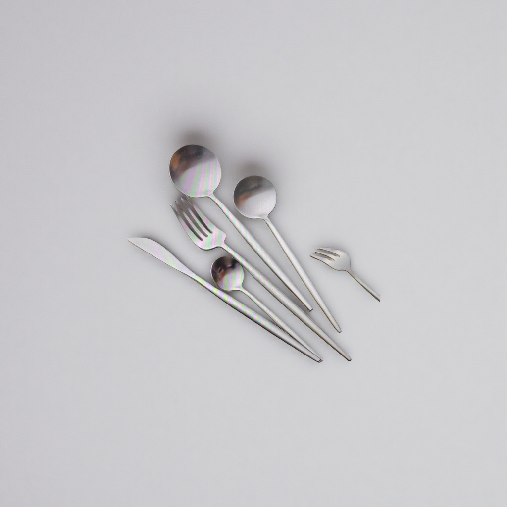 Rainbow-colored knife, fork and spoon set of stainless steel tableware, children's household painted tableware Application Scenario