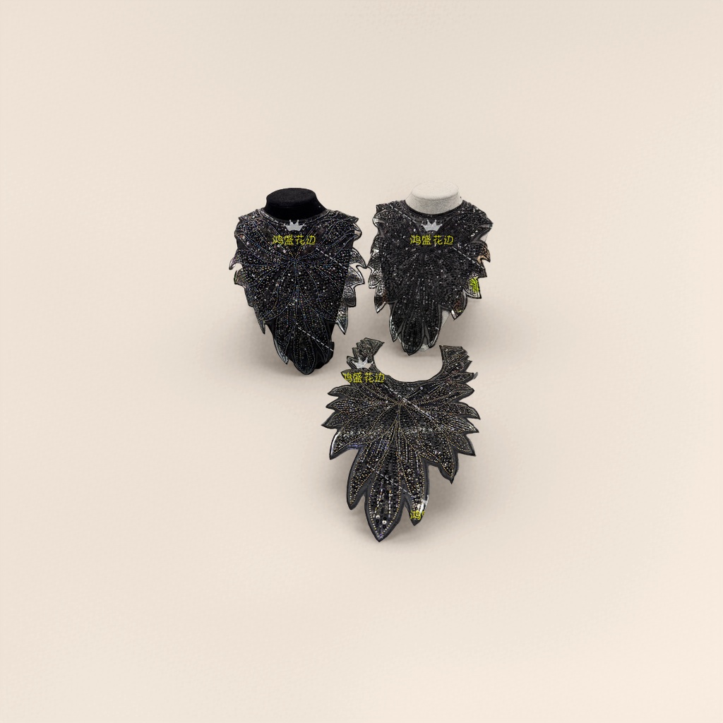 Black sequined decorative collar accessory is a fashionable and versatile women's collar accessory