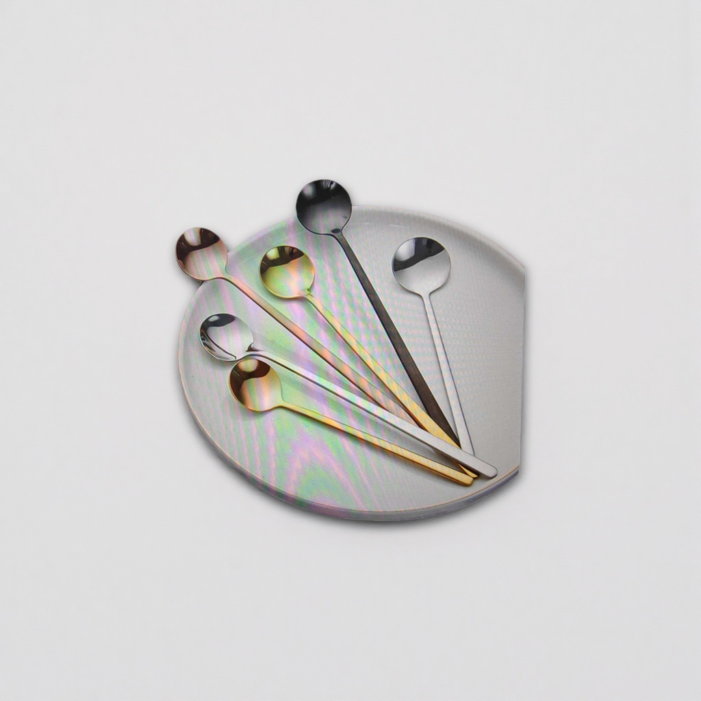 Rainbow-colored metal spoon, stainless steel dining spoon, household dessert spoon, multi-functional Application Scenario
