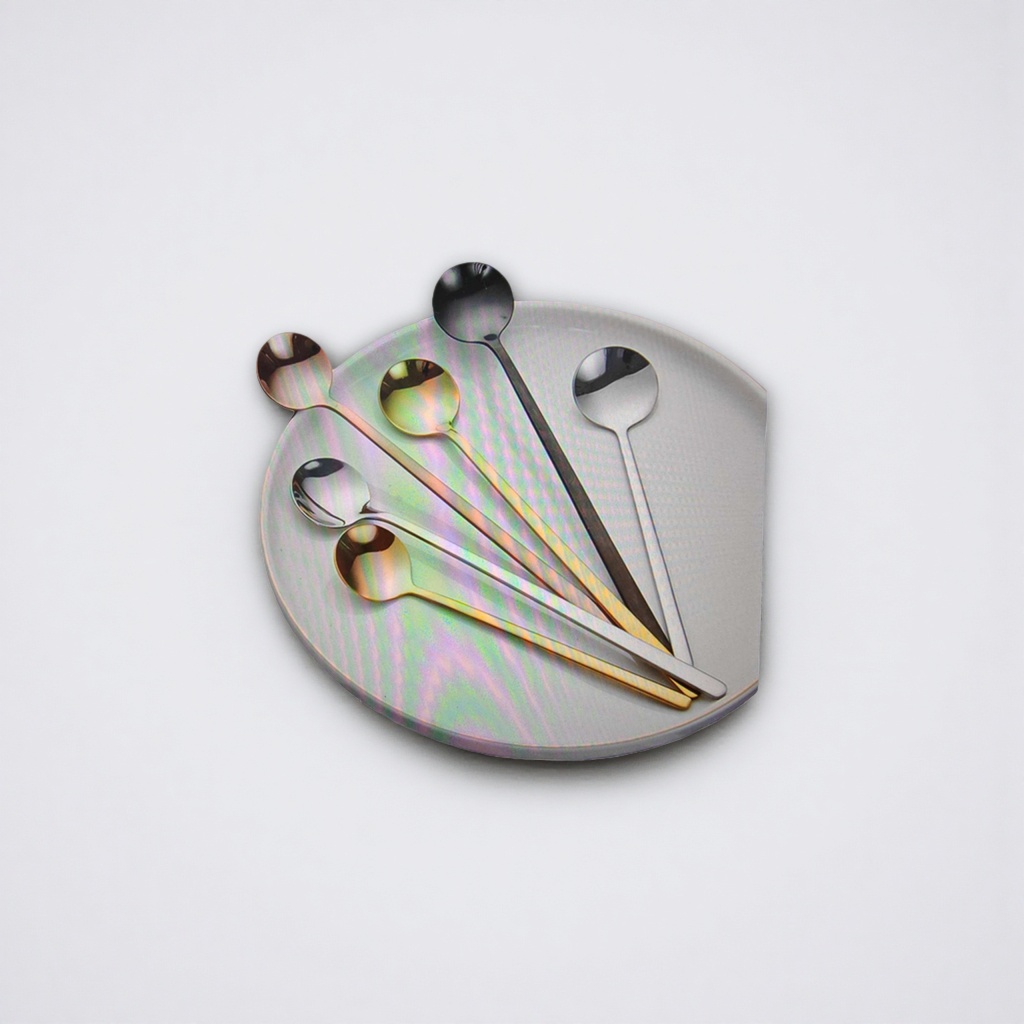 Rainbow-colored metal spoon, stainless steel dining spoon, household dessert spoon, multi-functional Specification image