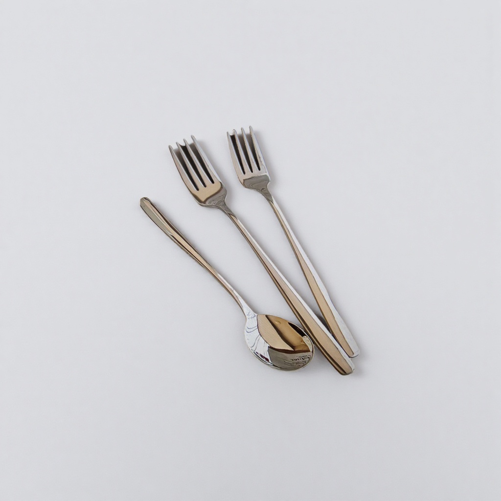 Stainless steel tableware set for forks and spoons, portable for home use and travel, with compartments for storage details Picture