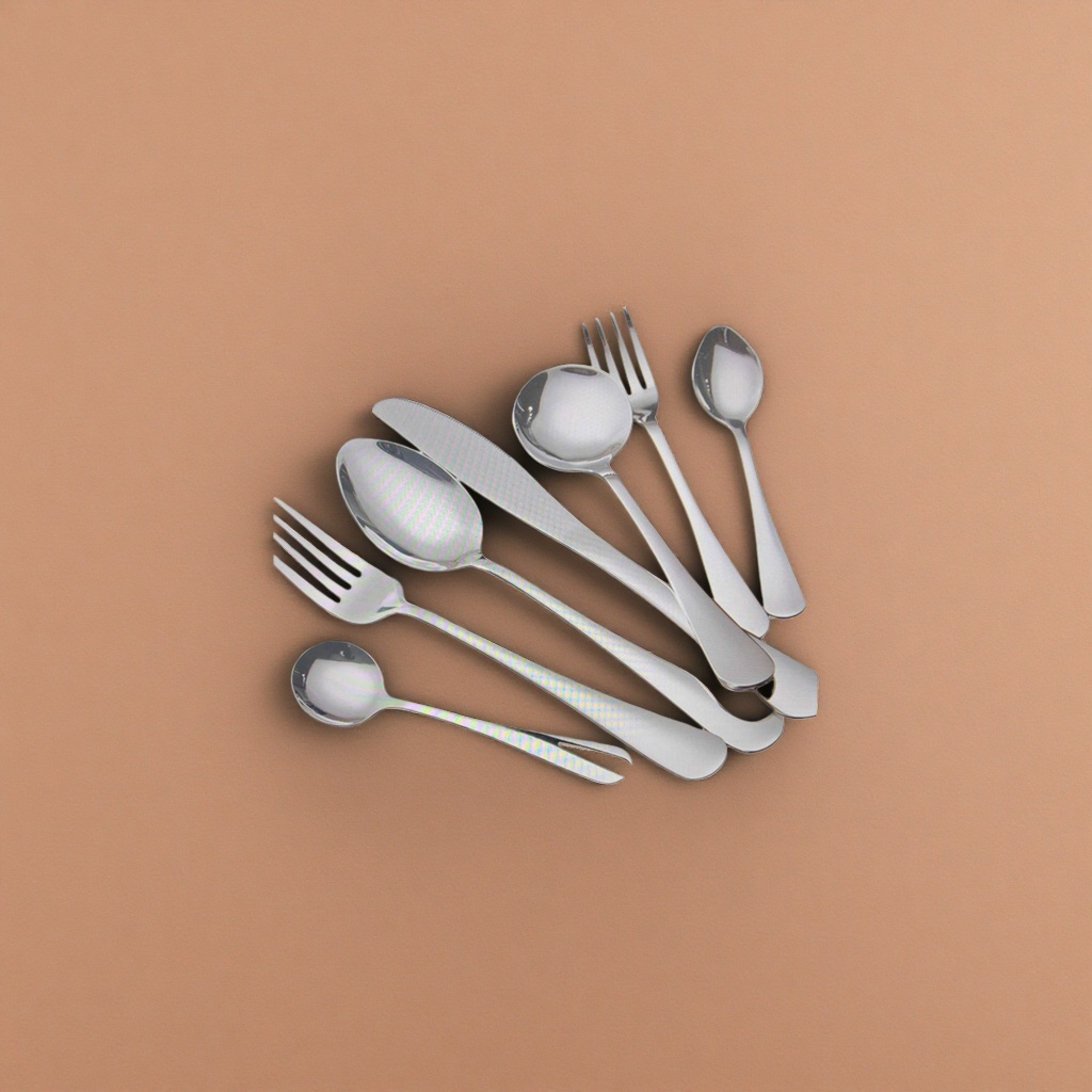 Stainless steel tableware set, three-piece knife, fork and spoon set, home, portable, travel, simple style Specification image