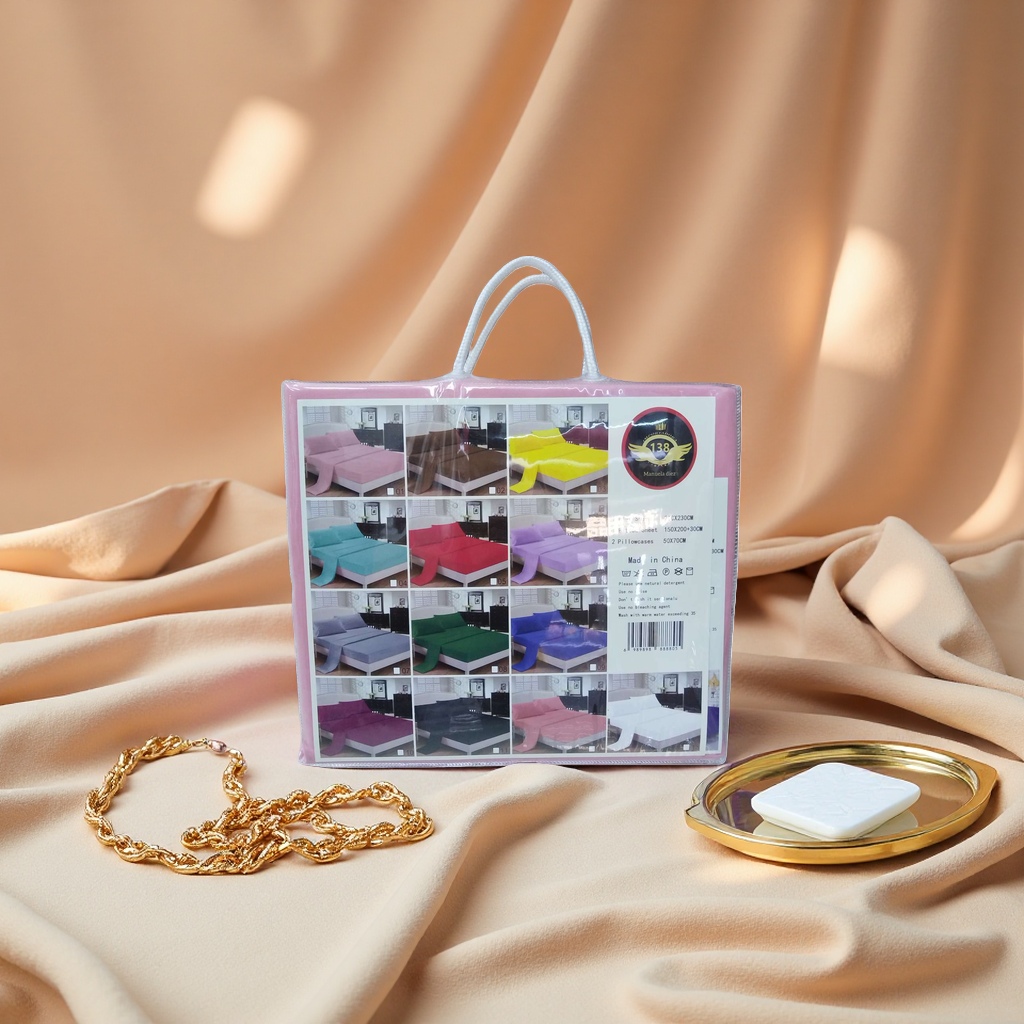 The bedding set includes a packaging bag, pure cotton four-piece set, duvet cover, pillowcase and bed sheet details Picture