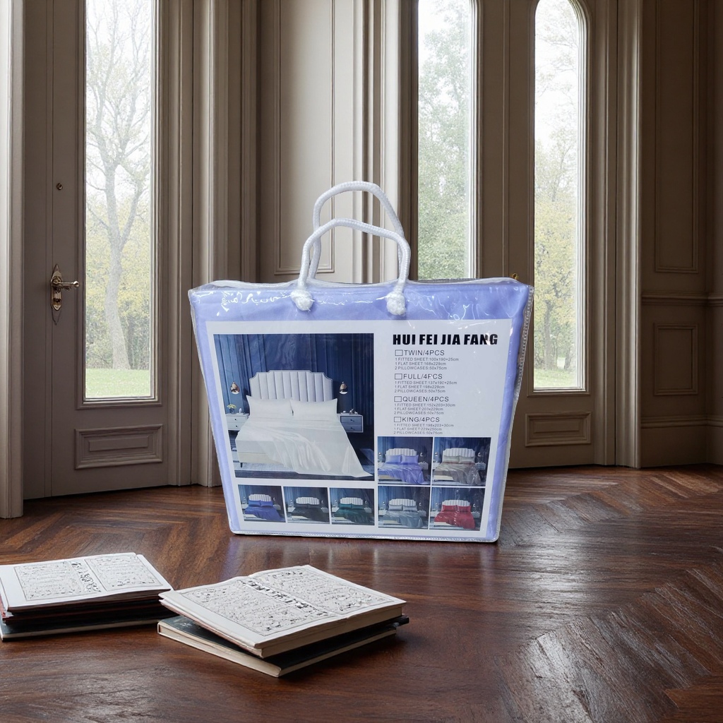 bedding set with packaging bag, four-piece set, pure cotton, skin-friendly, soft and breathable, complete bedding
