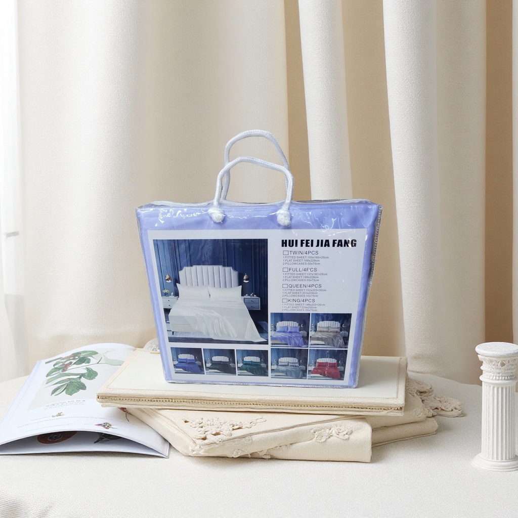 bedding set with packaging bag, four-piece set, pure cotton, skin-friendly, soft and breathable, complete bedding Specification image