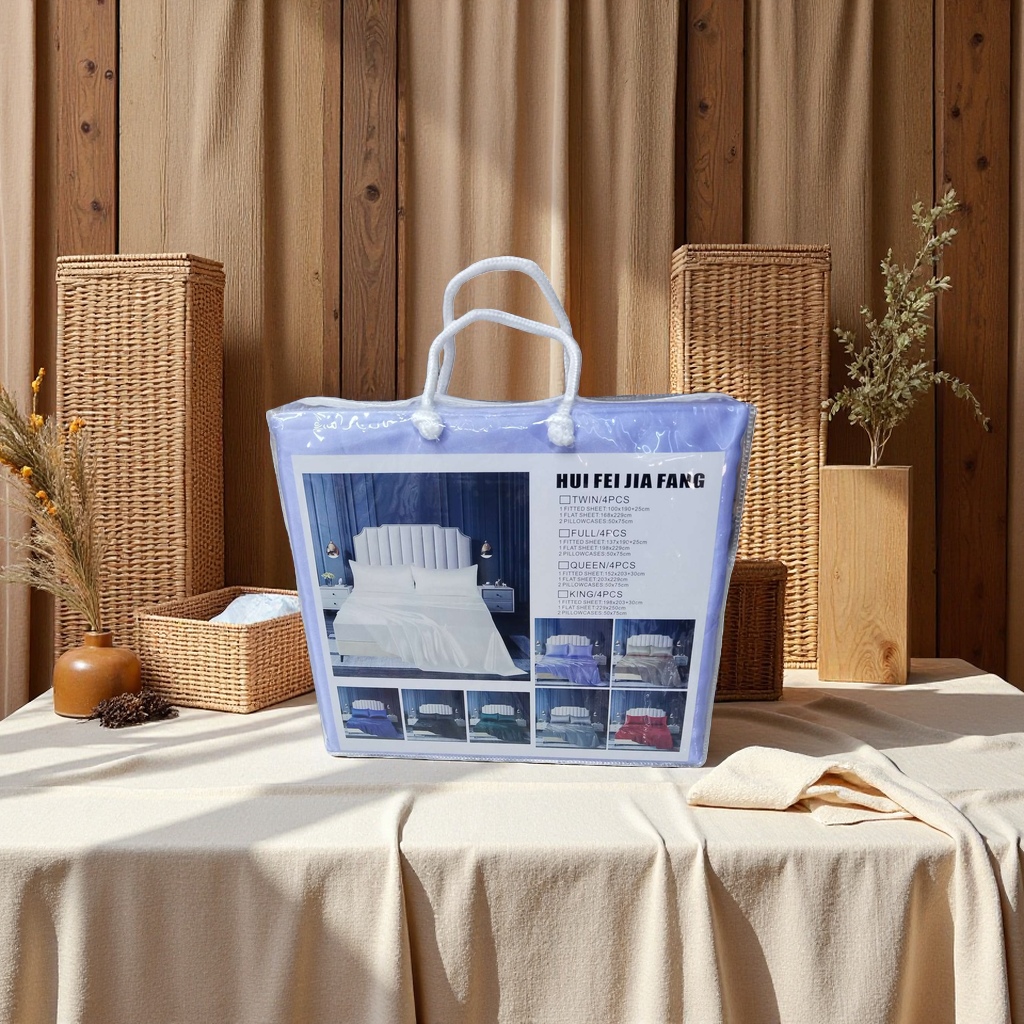 bedding set with packaging bag, four-piece set, pure cotton, skin-friendly, soft and breathable, complete bedding details Picture