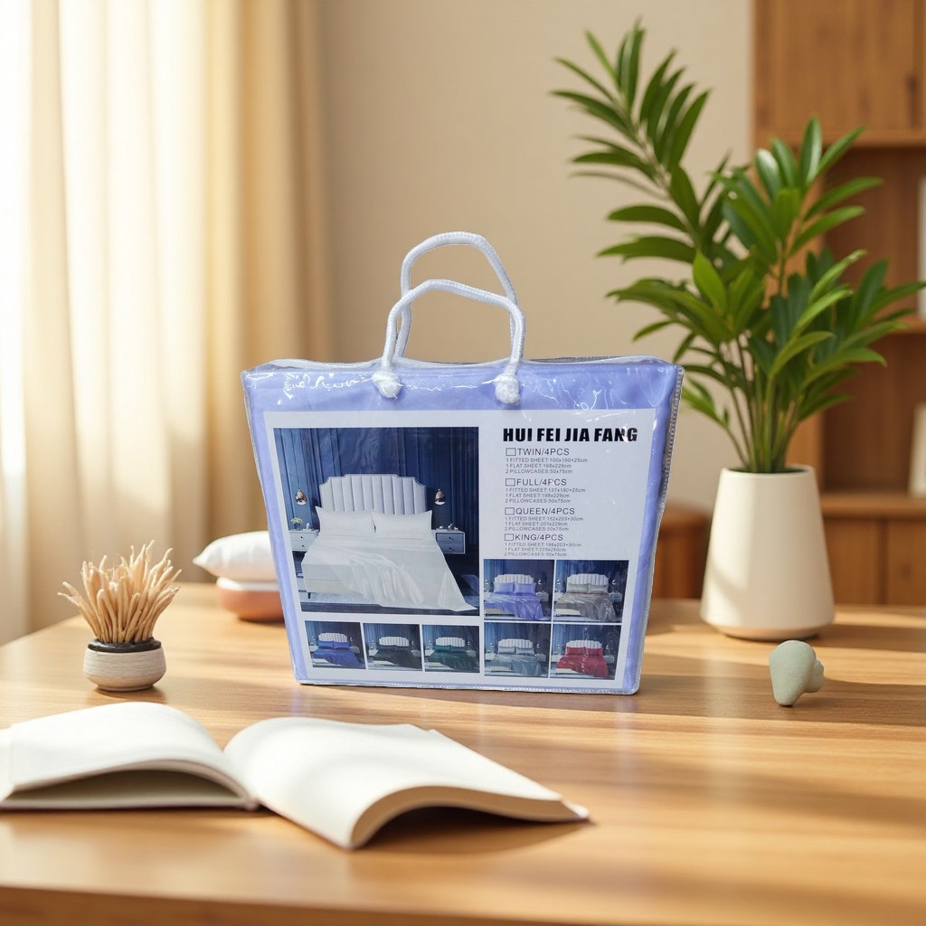 bedding set with packaging bag, four-piece set, pure cotton, skin-friendly, soft and breathable, complete bedding Application Scenario