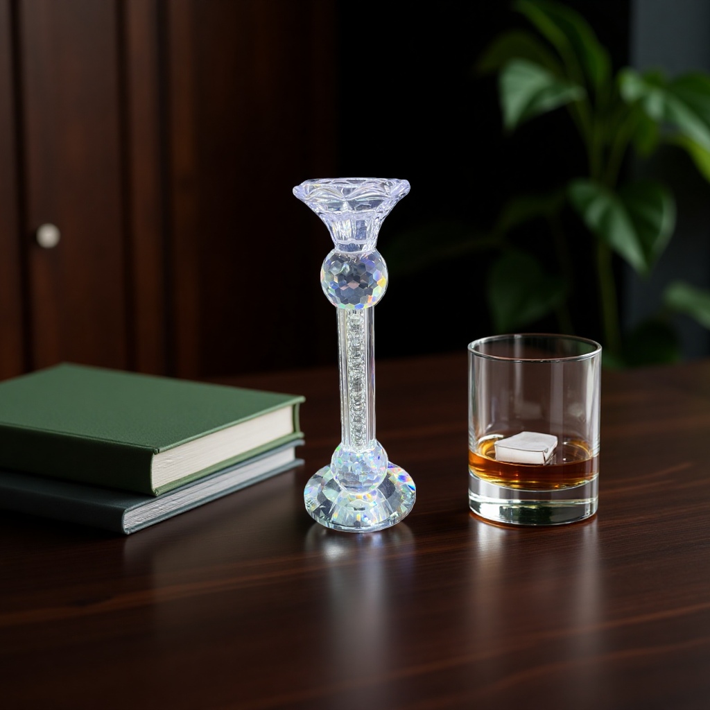 Crystal candlesticks, home decorative items, living room and bedroom, retro style candle holders details Picture