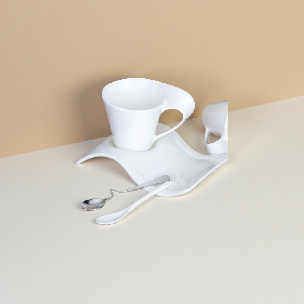 The white ceramic coffee cup and tray set is high-temperature fired with a smooth glaze that is heat-resistant for household use Application Scenario