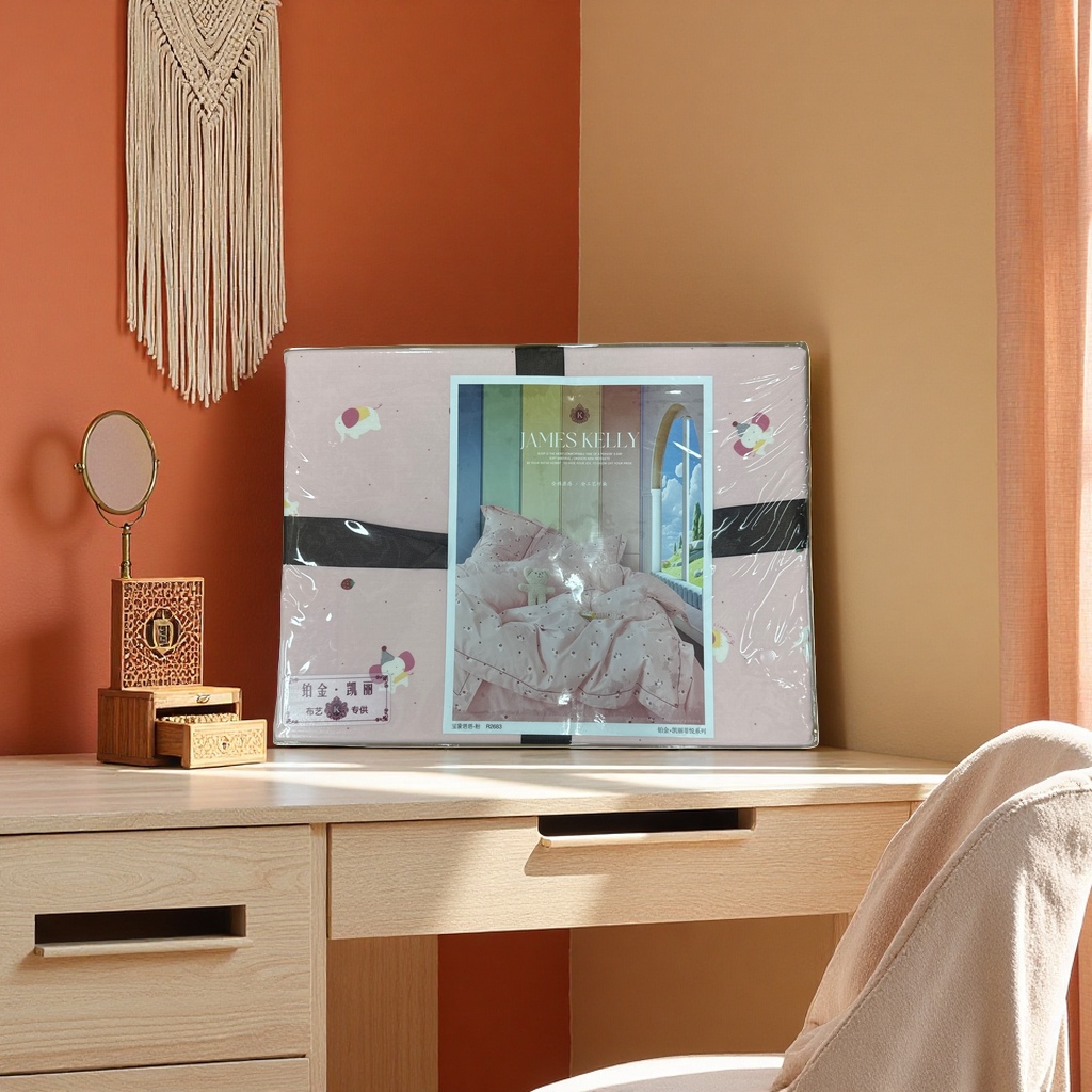 The pink bedding packaging box is fashionable and simple. The gift box is suitable for both giving as a gift and personal use