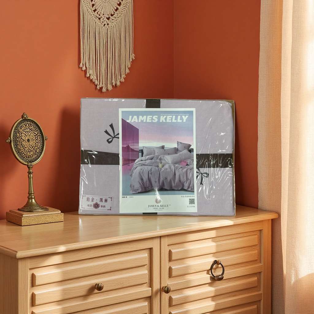 JAMES KELLY Bedding Set with a beautiful packaging box, a four-piece set, pure cotton, skin-friendly and simple style Application Scenario