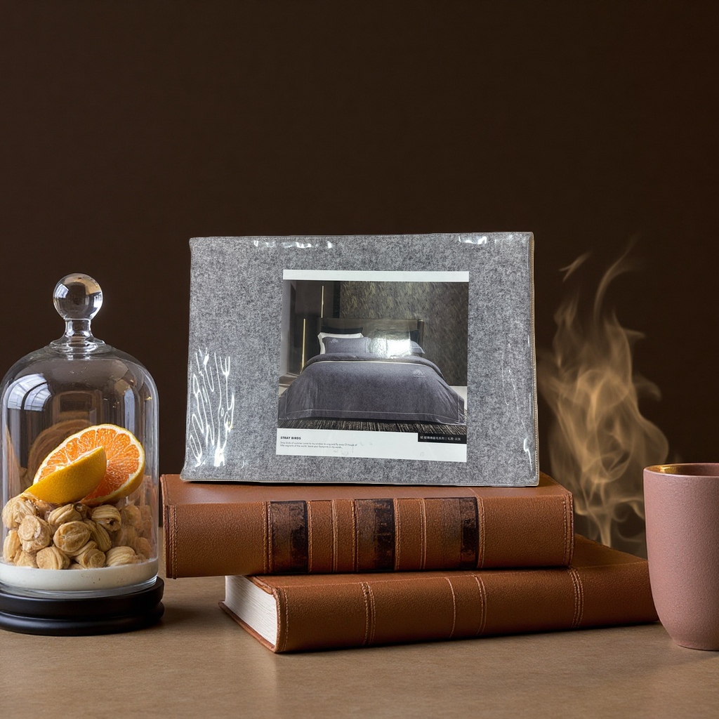 Grey pure cotton bedding set, four-piece set, bed sheet, duvet cover, pillowcase, simple Nordic style