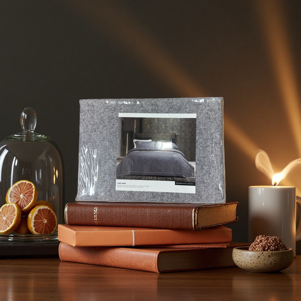 Grey pure cotton bedding set, four-piece set, bed sheet, duvet cover, pillowcase, simple Nordic style Specification image