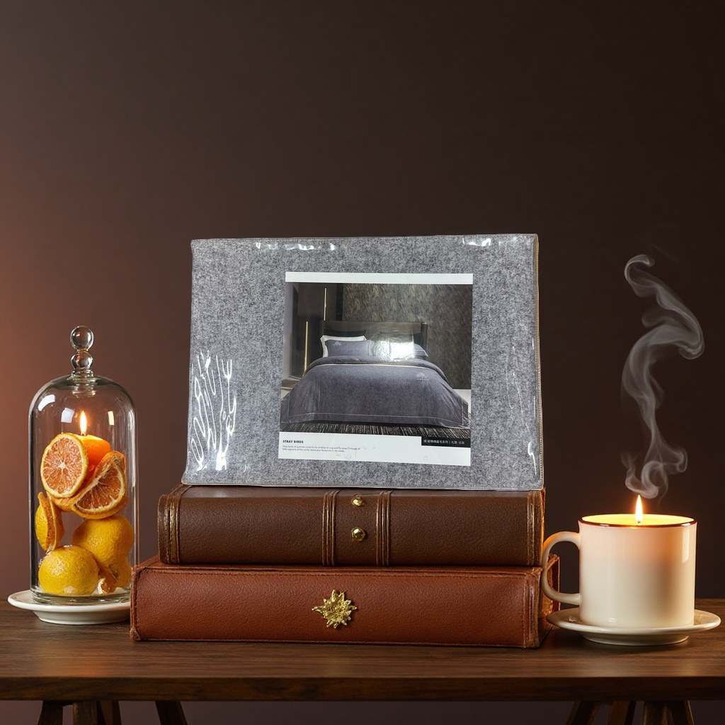 Grey pure cotton bedding set, four-piece set, bed sheet, duvet cover, pillowcase, simple Nordic style details Picture