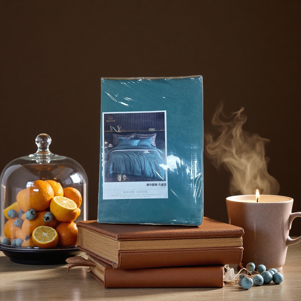 Bedding set: Pure cotton four-piece set with duvet cover, pillowcase and bed sheet. Double three-piece set: 153550324
