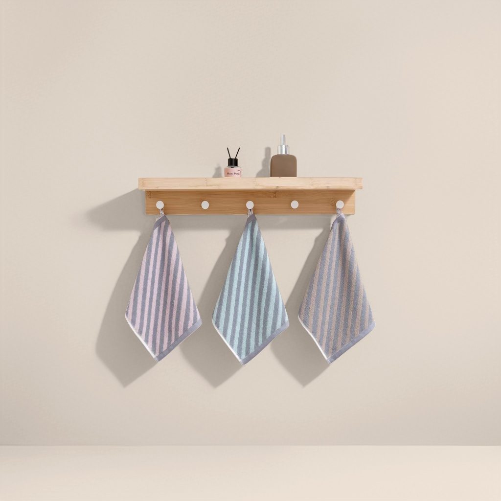 Striped towel, pure cotton absorbent quick-drying bath towel and face towel set for home use details Picture