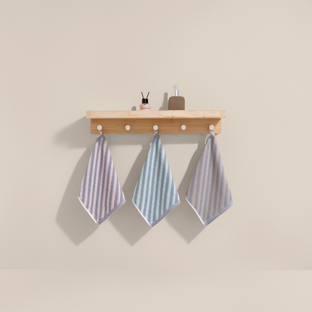 Striped towel, pure cotton absorbent quick-drying bath towel and face towel set for home use