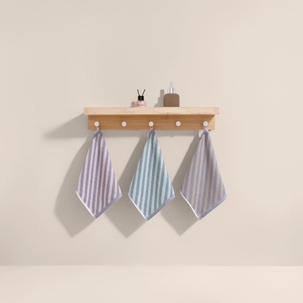 Striped towel, pure cotton absorbent quick-drying bath towel and face towel set for home use Specification image