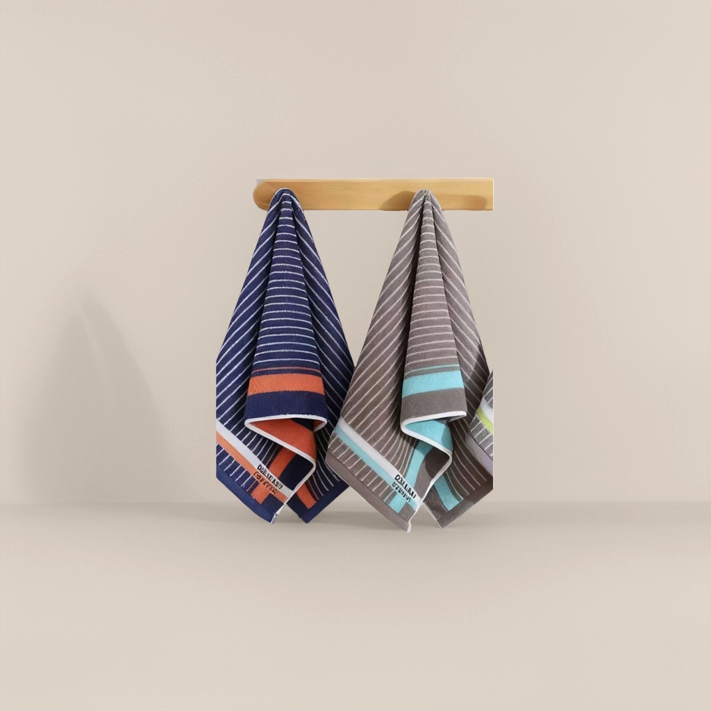 Striped towels, pure cotton absorbent and quick-drying bath towels, face towels and hand towels are available in multiple colors