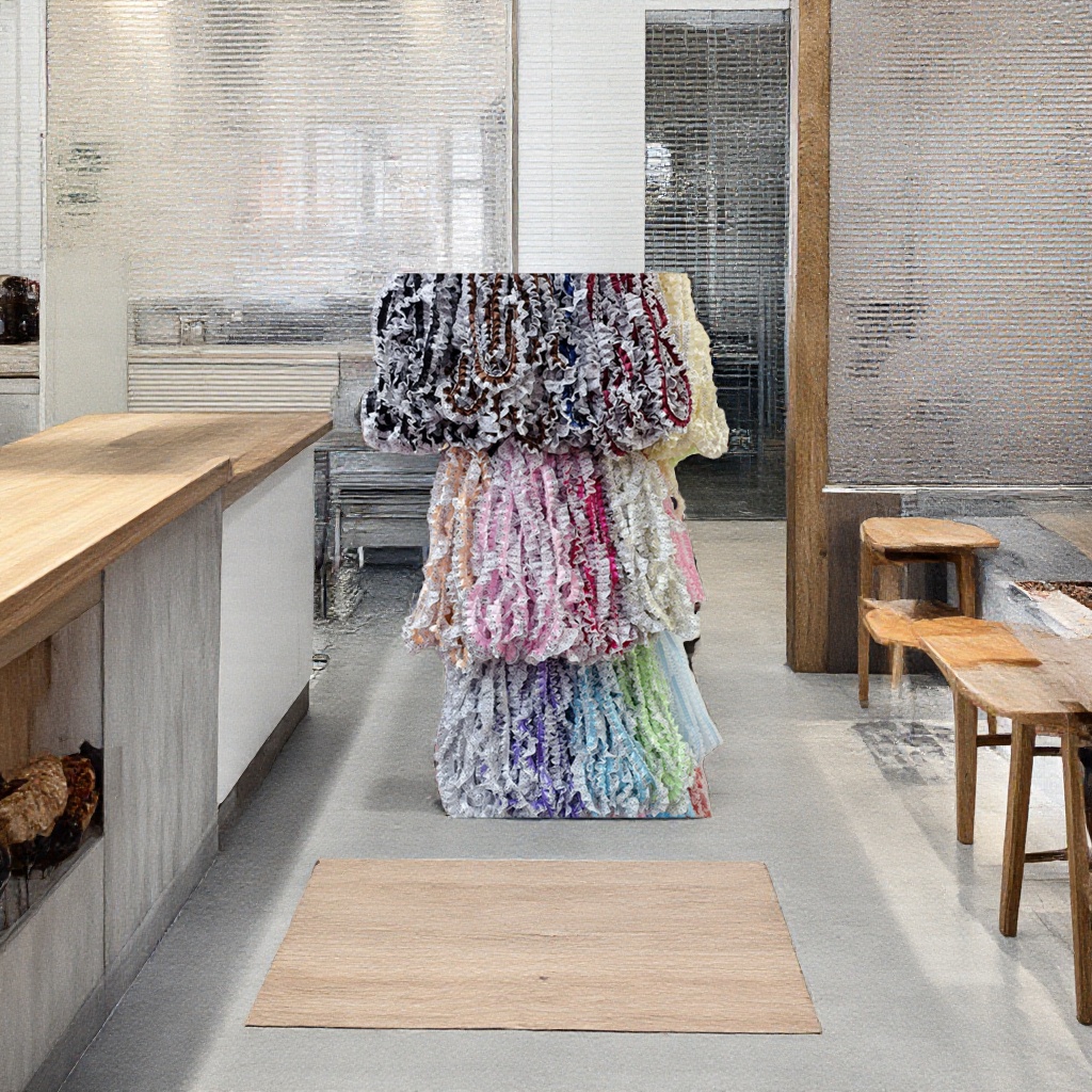 彩色褶皱花边布料 仿真丝面料 宽幅150cm 可做服饰家居装饰产品图