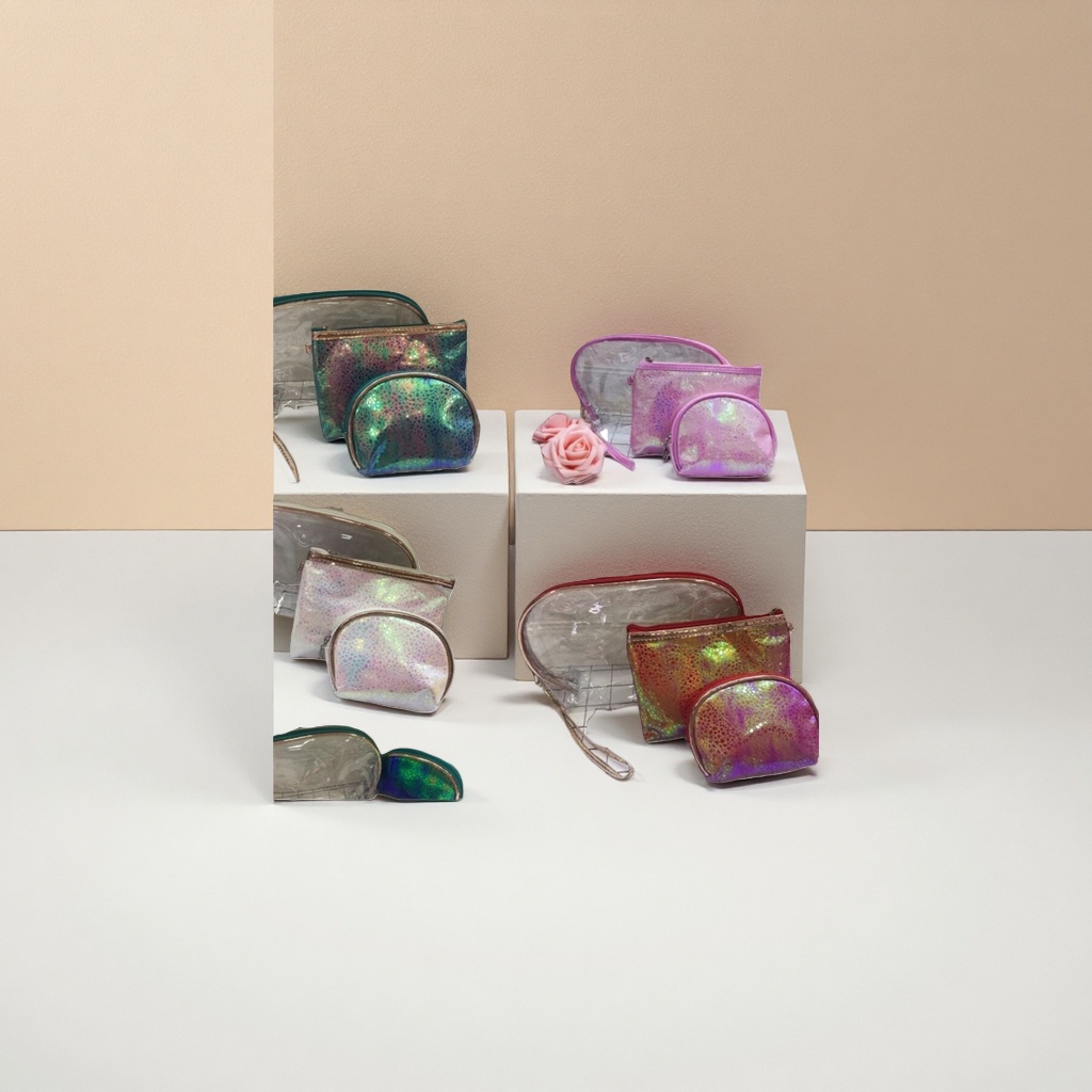 Rainbow luster makeup bag, large-capacity portable toiletry and storage bag, ladies' travel makeup bag details Picture