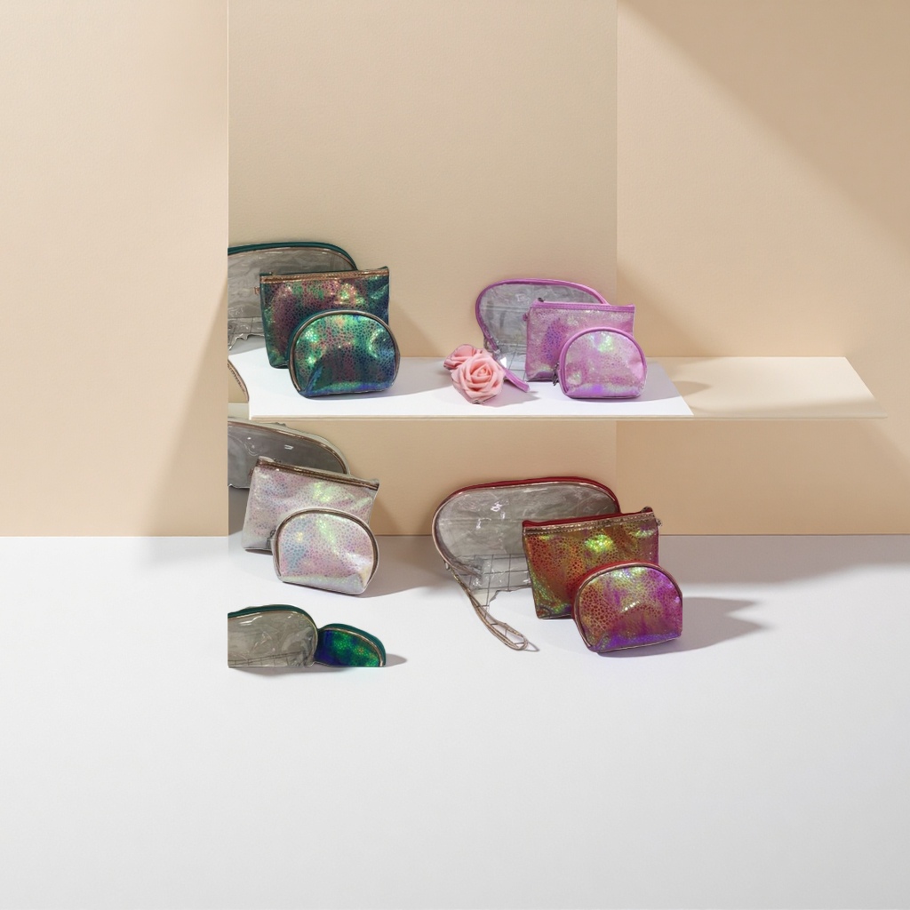 Rainbow luster makeup bag, large-capacity portable toiletry and storage bag, ladies' travel makeup bag Application Scenario