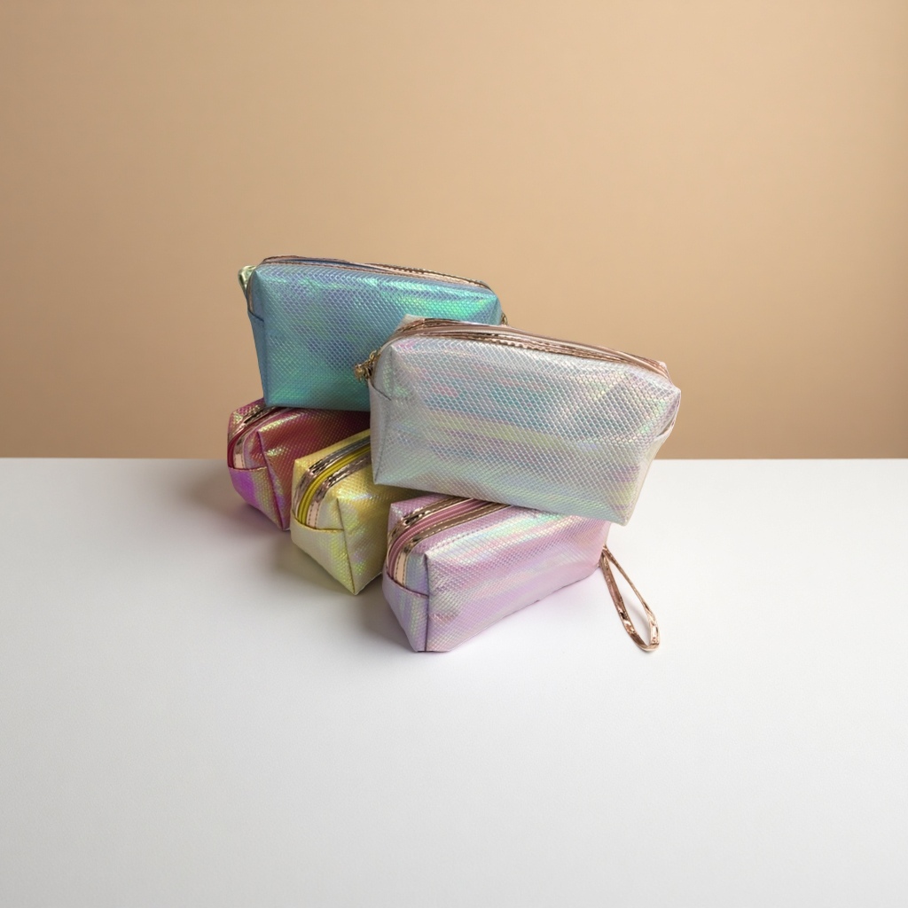 Rainbow-colored reflective makeup bag, large-capacity portable waterproof women's storage bag Specification image