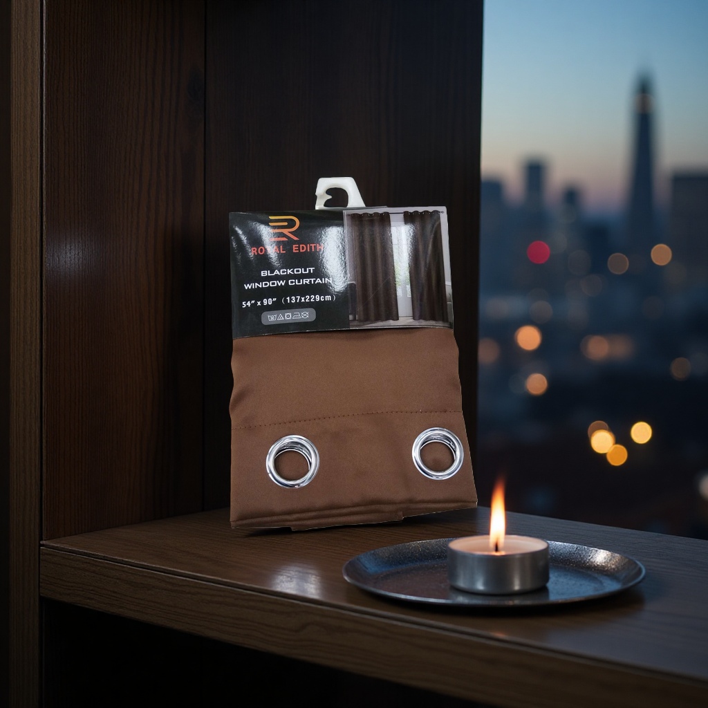The brown blackout curtains have a high light-blocking rate and good drape, making them suitable for both living rooms and bedrooms Specification image