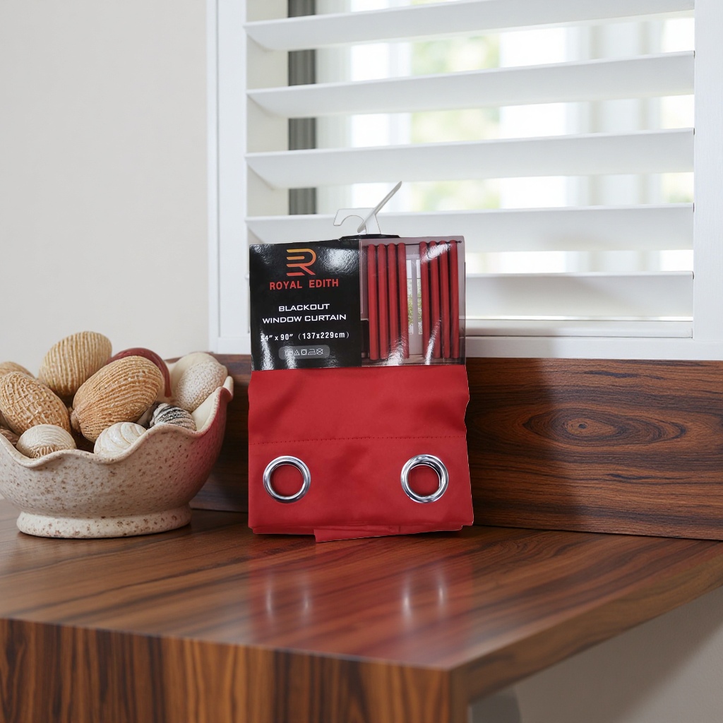 The red blackout curtains have a high light-blocking rate and good drape, making them suitable for both living rooms and bedrooms Specification image