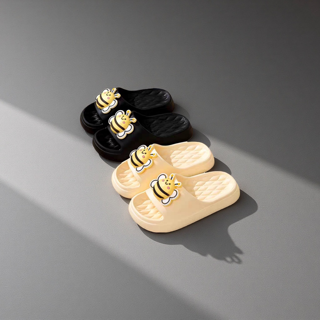 Cartoon bee-patterned cotton and linen home slippers are comfortable and anti-slip, unisply-style Specification image