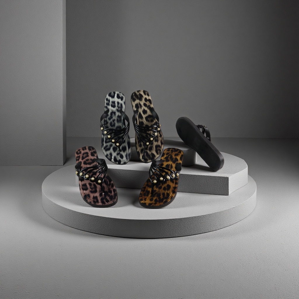 Leopard print patterned women's home slippers with comfortable, anti-slip and soft soles, new summer style Specification image