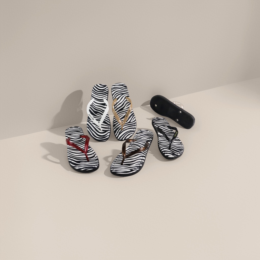 Zebra-patterned anti-slip home slippers for both men and women, comfortable soft-soled summer flip-flops details Picture