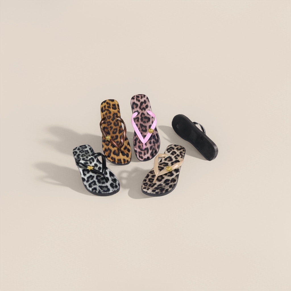 Women's summer anti-slip soft-soled flip-flops with leopard print fashion chevron details Picture